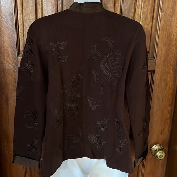 Due Per Due Brown 100% Wool Open Blazer Women’s Medium - Picture 2 of 4